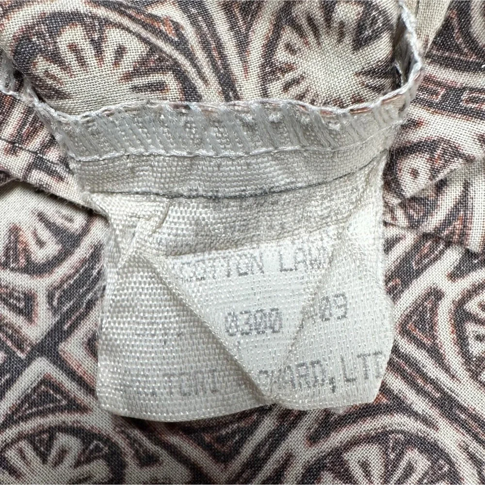 Tori Richard Shirt Mens Medium Brown Cotton Lawn Geometric Button Up Hawaiian - Picture 8 of 9